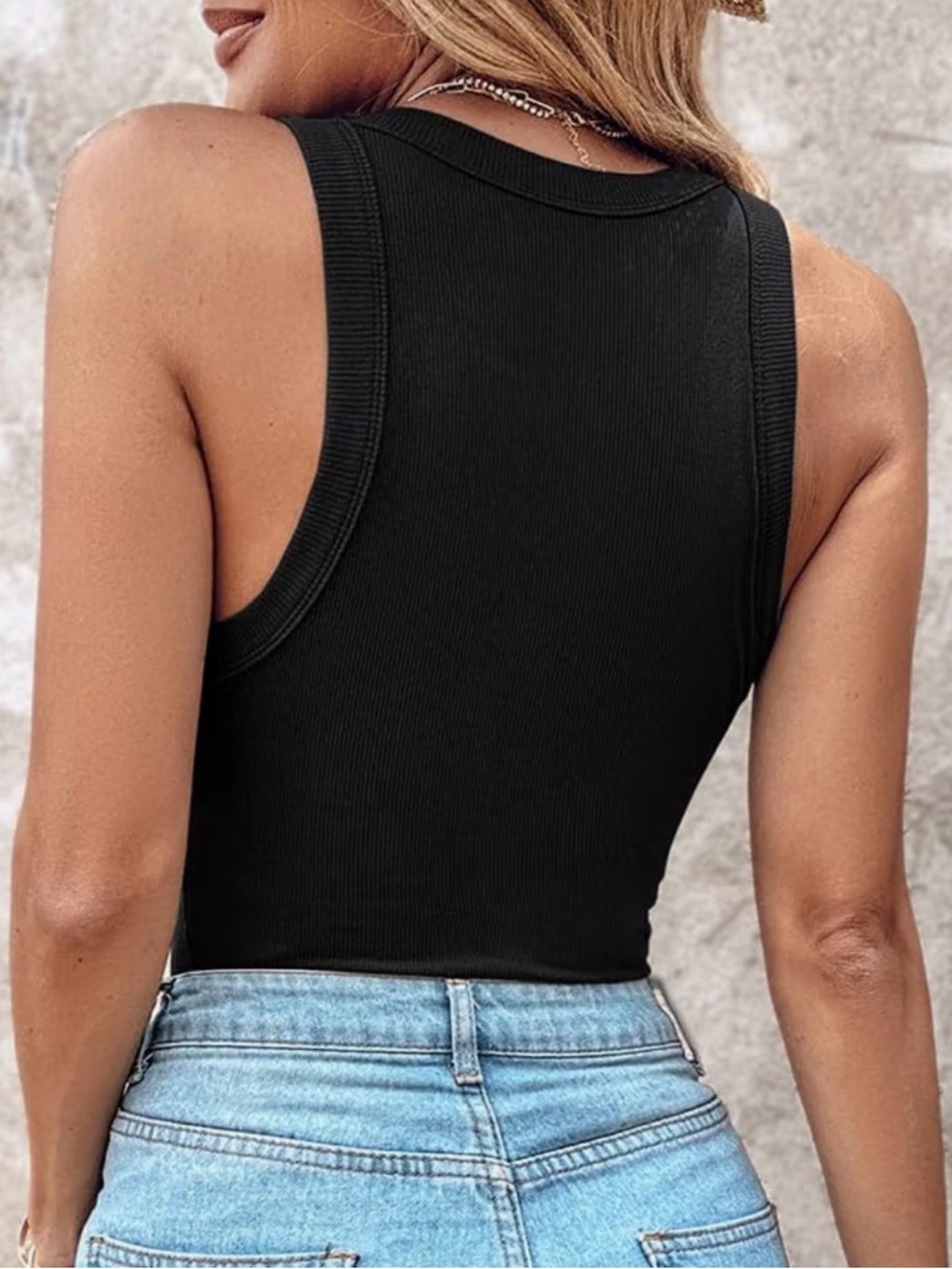 Black Ribbed Tank Top - Picture 2 of 7